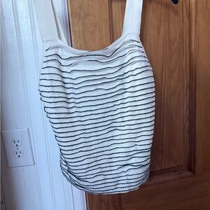 Striped White and Black Tank Top